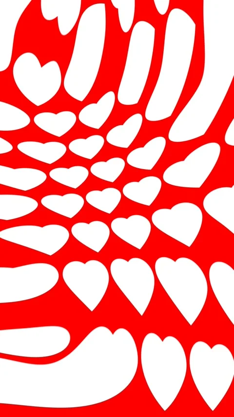 Vertical 4K video. Wavy white hearts on red background Stock Footage 300653018