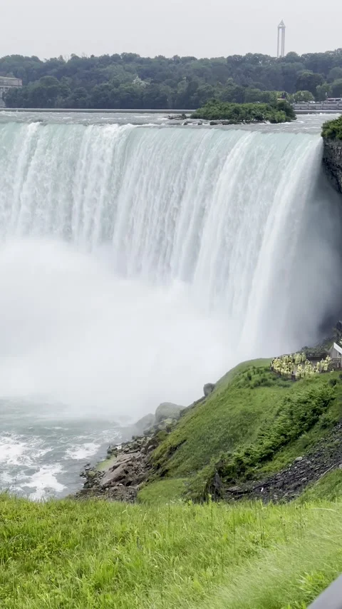 Vertical 4K view from the Canadian side of Niagara Falls Stock Footage 342079714