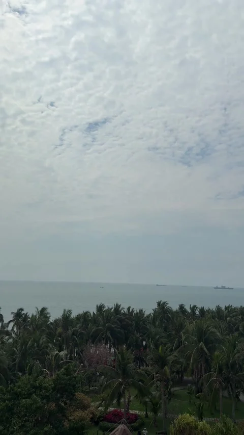 Vertical 4K View of Isolated Lighthouse Over Coconut Palms Vídeos de archivo 330987275