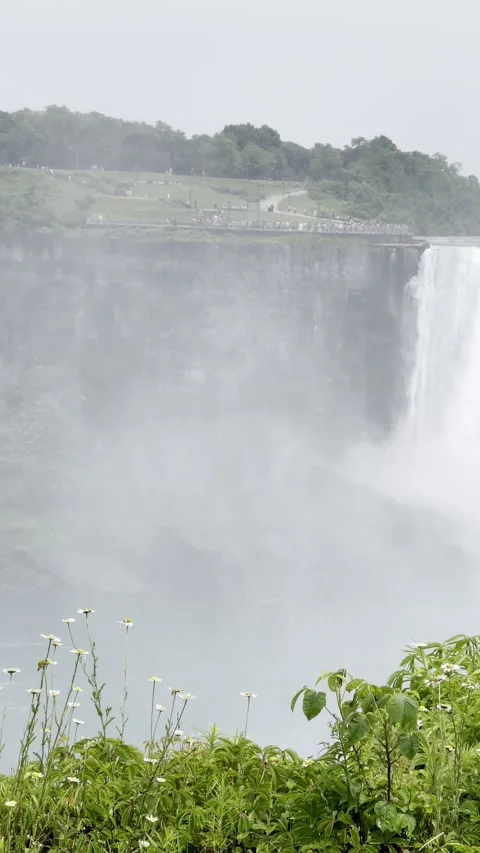 Vertical 4K view of Niagara Falls from the Canadian side Stock Footage 342079168