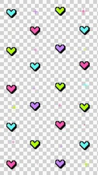 Vertical 8bit Heart and Sparkle Icon Set Transparent Stock Illustration