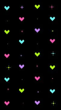 Vertical 8bit Heart Pattern Black Stock Illustration