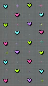 Vertical 8bit Heart Pattern Gray Grid Stock Illustration