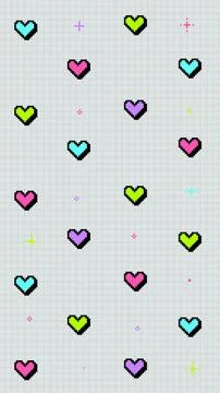 Vertical 8bit Heart Pattern White Grid Stock Illustration