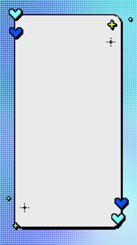 Vertical 8bit Heart Sparkle Frame Loop Blue Video stock 329732066