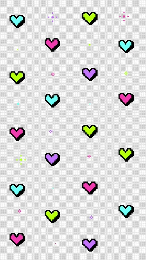 Vertical 8bit Pixel Hearts and Sparkle Icons Transparent Loop 스톡 동영상 330564238