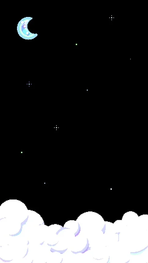 Vertical 8bit Retro Game Clouds Stars Moon Loop Blue Green Stock Footage 328266254