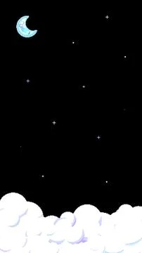 Vertical 8bit Retro Game Style Pixel Night Sky Illustration Illustrazione stock