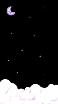 Vertical 8bit Retro Game Style Pink Purple Night Sky Illustration 스톡 일러스트