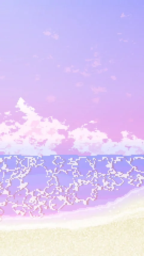 Vertical 8bit Retro Pixel Beach Background Purple Vídeos de archivo 337980362