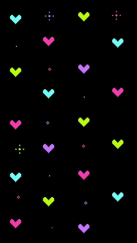 Vertical 8bit Vivid Heart Sparkle Loop Black Stock-Footage 329732182