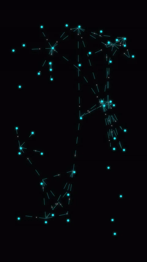 Vertical 9:16 Neural Network Mesh for Mobile - AI Connectivity Background Stock Footage 330957612