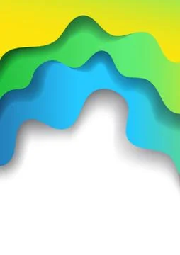 Vertical A4 banner with 3D abstract background with blue green paper cut waves Stock Illustration