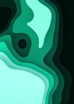 Vertical A4 banners with Abstract Paper Cut Landscape Blue Green Gradient Illustrazione stock