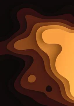 Vertical A4 illustration with Abstract Paper Cut Landscape Warm Color Stock Illustration