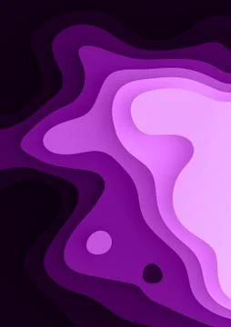 Vertical A4 illustration with Abstract Paper Cut Landscape Purple Gradient Illustrazione stock