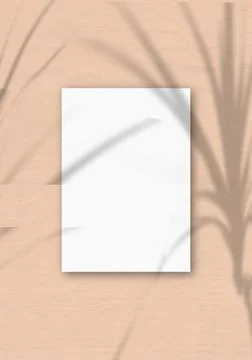 A Vertical A4 sheet of white textured paper on the he pink wall background. M Stock Illustration