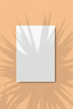 A vertical A4 sheet of white textured paper on the yellow wall background Stock Illustration