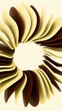 Vertical abstract 3D flower petals clean white butter yellow burgundy trendy Stock Illustration
