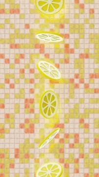 Vertical abstract 3D lemon mediterranean stylish summer pool tiles, promo banner Illustrazione stock