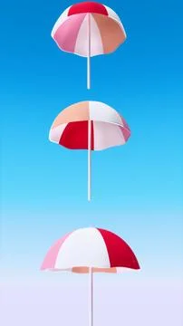 Vertical abstract 3D render summer pool party umbrella parasol banner template 库存插图