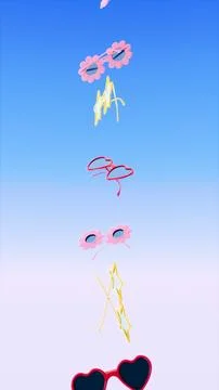 Vertical abstract 3D render summer sunglasses frame border promo, copyspace Stock Illustration