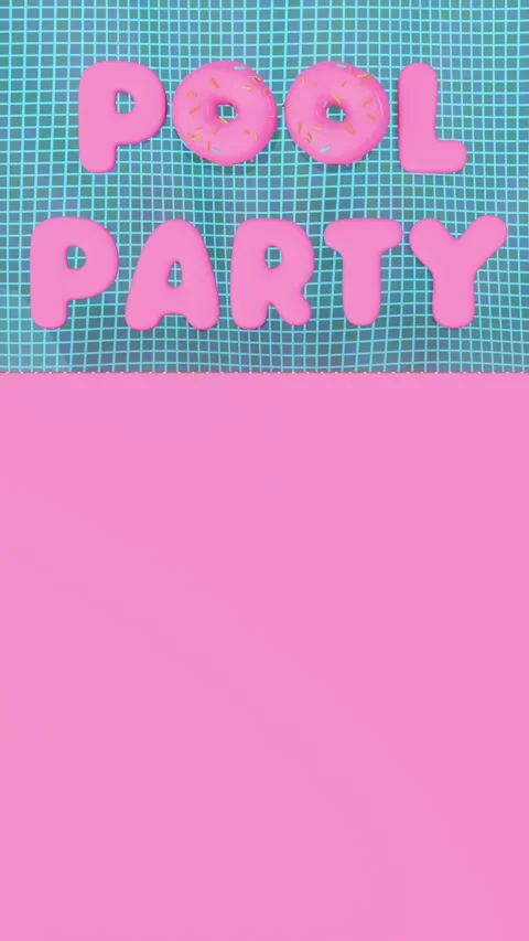 Vertical abstract 3D summer render, surreal silliness concept, pool party pink Stock Footage 331818588