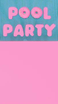 Vertical abstract 3D summer render, surreal silliness concept, pool party Stockillustratie