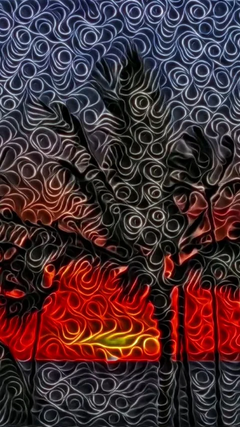Vertical abstract animation of palm trees at sunset with spiral patterns Stock Footage 331077581