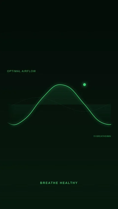 Vertical Abstract Breathing Wave Animation Green - Healthy Airflow Waveform 動画素材 335259938
