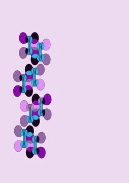 Vertical Abstract Butterfly Pattern in Purple and Cyan Tones on Light Pink Stock Illustration