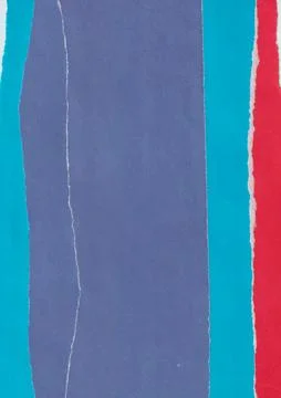 Vertical abstract composition of blue, turquoise and red paper strips. Stock Photos