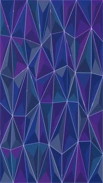 A vertical abstract composition of sharp blue and purple forms joined by gl.. Stock Illustration