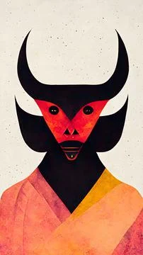 Vertical abstract drawing of the devil Illustrazione stock