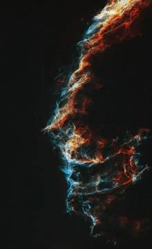 Vertical abstract illustration of mixing red and blue smoke elements for backgro Illustrazione stock