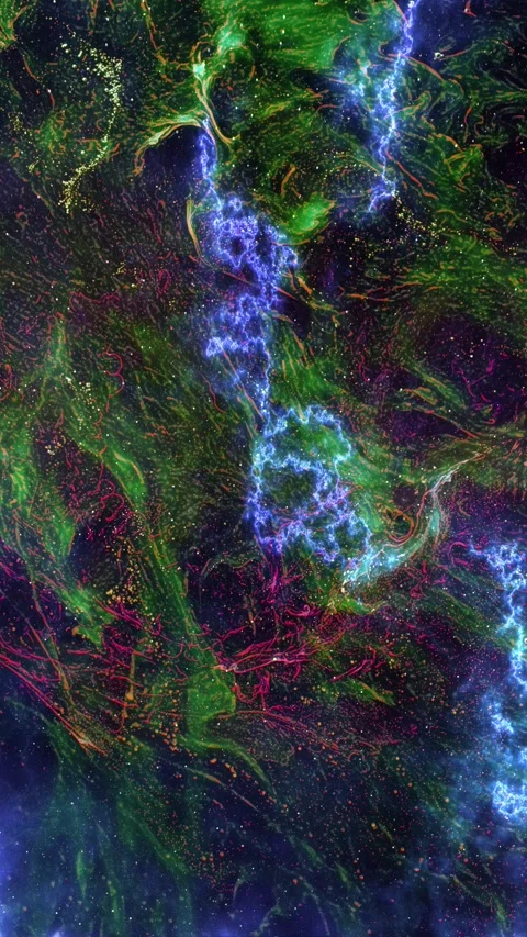 Vertical Abstract Liquid Space Particles 4K loop Stock Footage 277379523