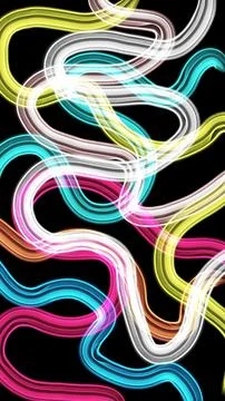 Vertical abstract neon wavy lines on black background Stock Illustration