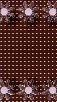 Vertical abstract polka dot pattern brown pink glass transparent daisy backdrop イラスト素材