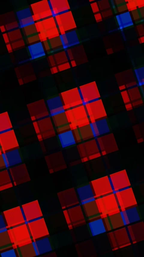 Vertical Abstract Red and Blue Geometric Plaid Digital Motion Background Vídeo Stock 334638180