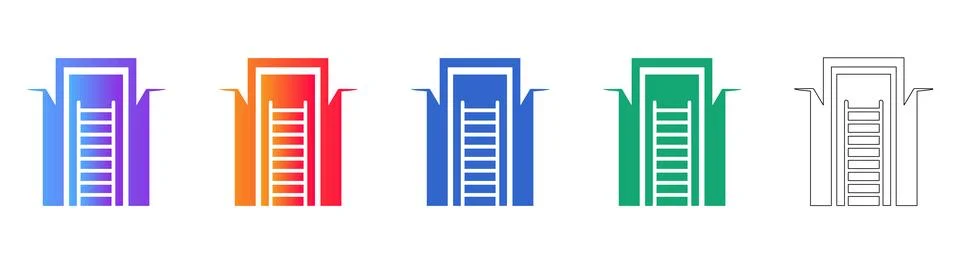Vertical Access Shaft Icon Set Stock Illustration