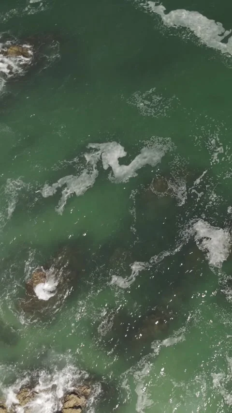 Vertical Acent Sea, Waves, &amp; Rocks Stock Footage 285566750