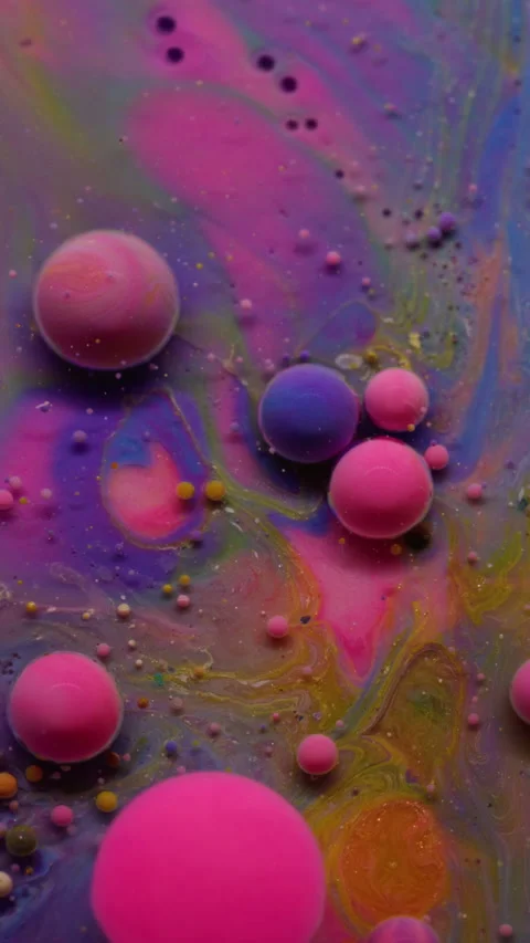 Vertical acryl bubble art fluid paint acid surface Stock Footage 315966246
