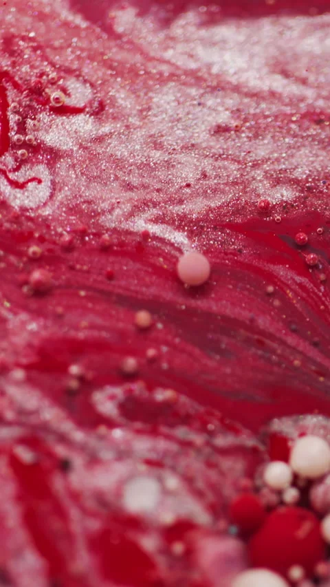 Vertical acrylic bubbles paint oil water glitter Stock Footage 335185359