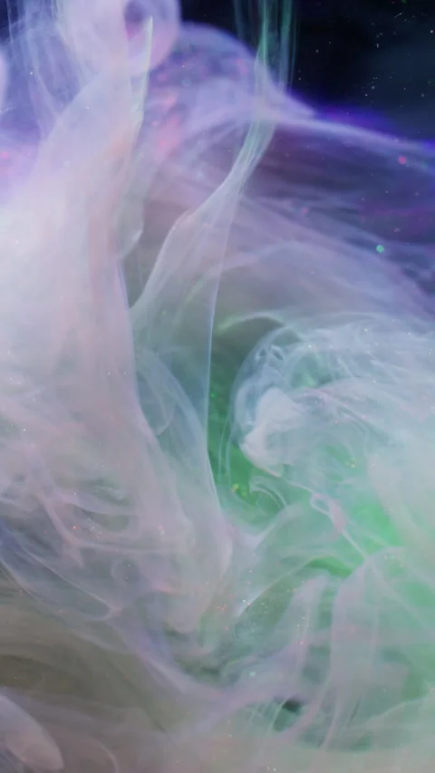 Vertical acrylic cloud water paint flow glitter Stock Footage 339779629