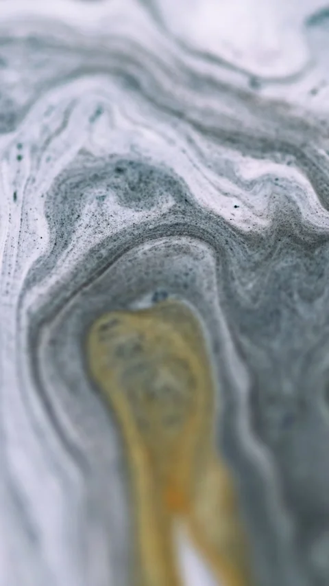 Vertical acrylic paint spill marble gray golden Stock Footage 294280600