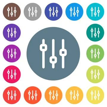Vertical adjustment flat white icons on round color backgrounds Stock Illustration