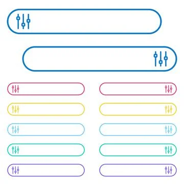 Vertical adjustment icons in rounded color menu buttons Stock Illustration