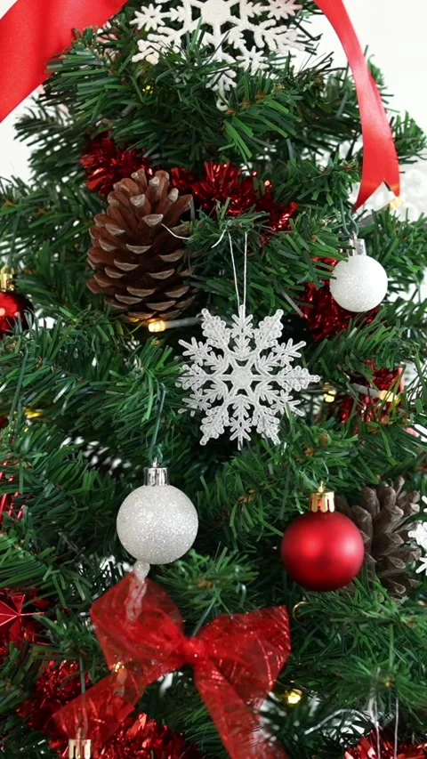Vertical Adorned with holiday white snowflake, a festive Christmas white snow  Stock Footage 315237338