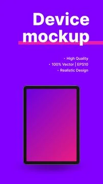 Vertical Advertisement Banner. Tablet Front View with Blank Screen Mockup Stock Illustration