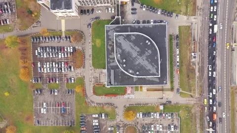Vertical aerial drone flying forward above MGIMO campus Stock Footage 326700520